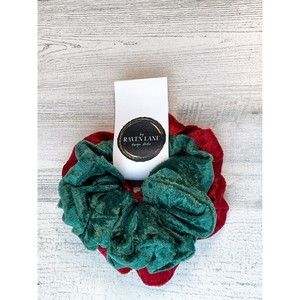 Red & Green 2 Pack Scrunchie | Big Scrunchies Fashion Hair Ties Medium Volume